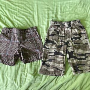 Bundle of Carters plaid shorts and camo lightweight pants. EUC